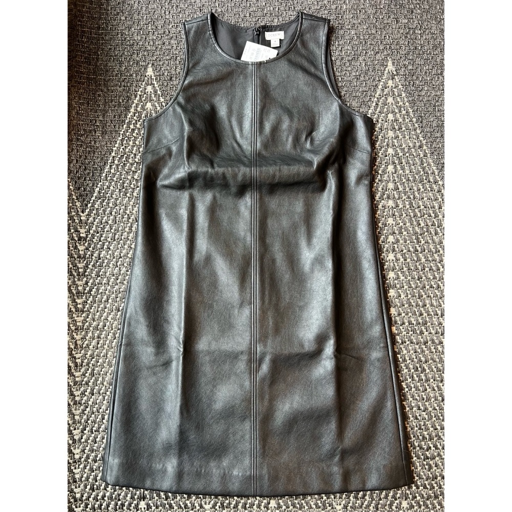 NWT J. Crew Factory Black Faux Leather Mini Dress, size 4